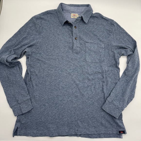 Faherty Flint Blue Long Sleeve Luxe Heather Polo , 100% Organic Cotton, Size S - Picture 3 of 14